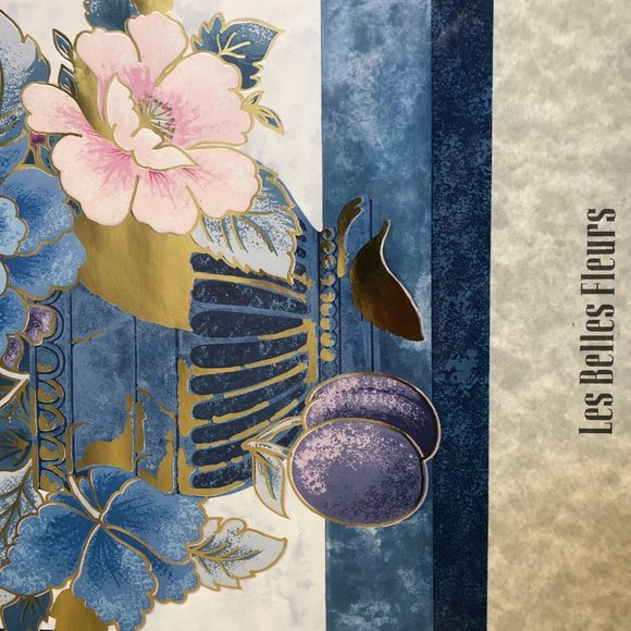 Les Belles Fleurs flowers print framed colorful with gold - Picture 5 of 6